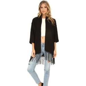 SAM EDELMAN Fringe Trim Embroidered Kimono
